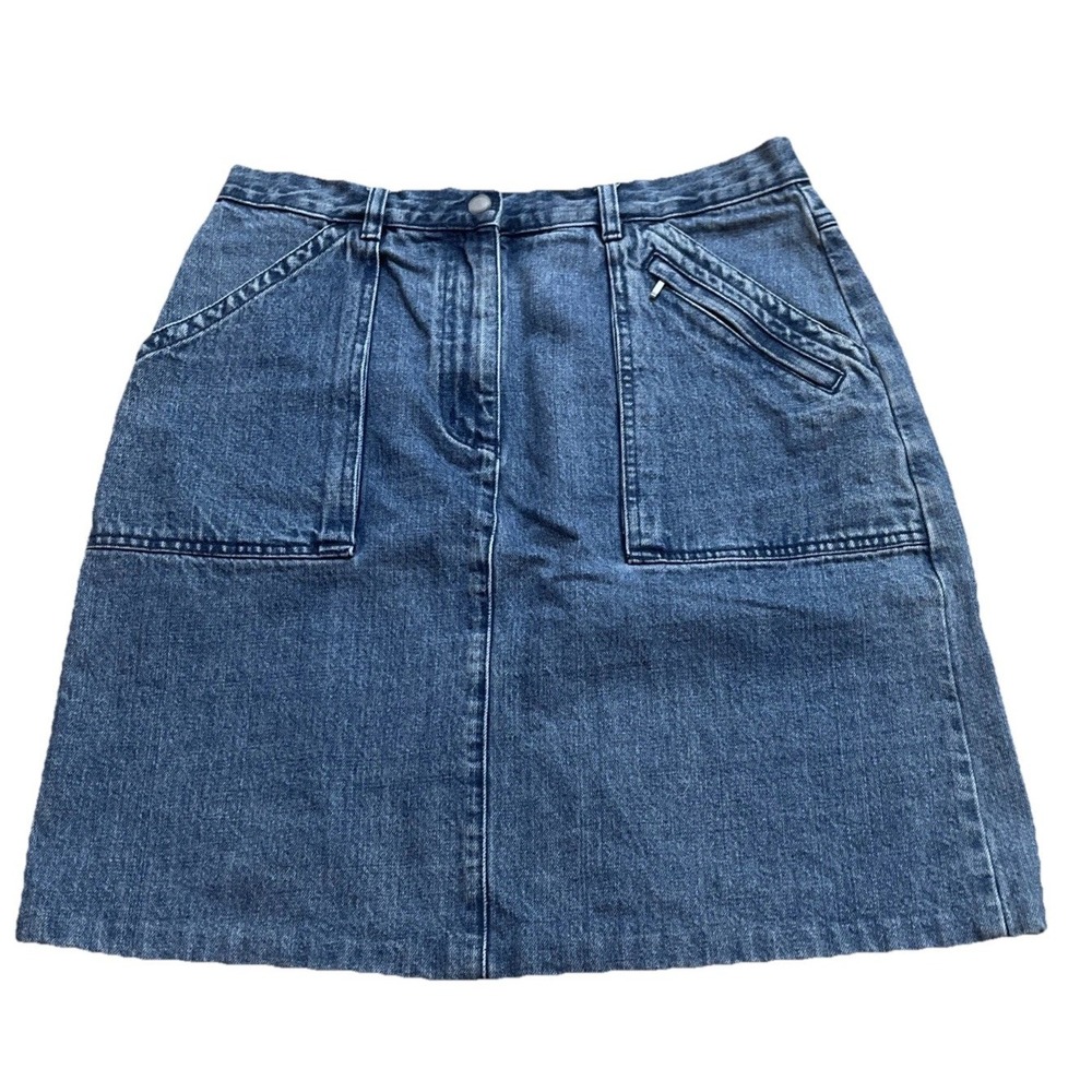 Vintage Woolrich Denim Blue Jean Skirt Women's Size 11/12 Zipper Pocket